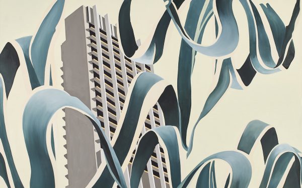 Stark flatness, pale skylines, muddy whites – The Architectural Paintings of Thenjiwe Niki Nkosi